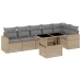 Set sofás de jardín 7 piezas y cojines ratán sintético beige