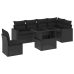 Set de sofás de jardín 7 pzas con cojines ratán sintético negro
