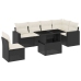 Set de sofás de jardín 7 pzas con cojines ratán sintético negro