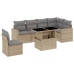 Set sofás de jardín 7 piezas y cojines ratán sintético beige