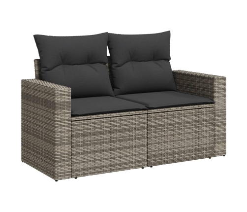 Set de sofás de jardín 7 pzas con cojines ratán sintético gris