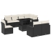 Set de sofás de jardín 8 piezas y cojines ratán sintético negro