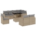 Set de sofás de jardín 9 pzas con cojines ratán sintético beige