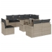 Set muebles jardín 9 pzas y cojines ratán sintético gris claro