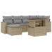 Set sofás de jardín 7 piezas y cojines ratán sintético beige