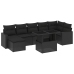 Set de sofás de jardín 8 piezas y cojines ratán sintético negro