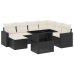 Set de sofás de jardín 8 piezas y cojines ratán sintético negro