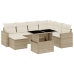 Set de sofás de jardín y cojines 8 piezas ratán sintético beige