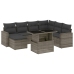 Set de sofás de jardín y cojines 8 piezas ratán sintético gris