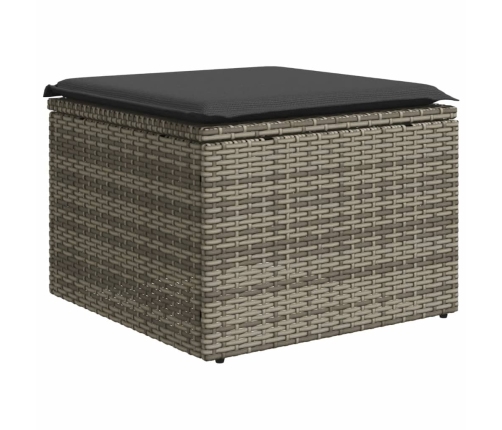 Set de sofás de jardín y cojines 8 piezas ratán sintético gris