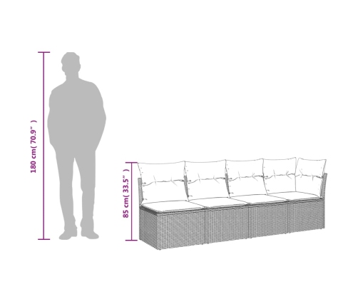 Set de sofás de jardín y cojines 8 piezas ratán sintético gris