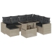 Set de sofás de jardín 8 pzas y cojines ratán sintético gris