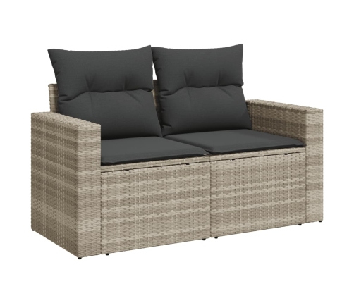 Set de sofás de jardín 8 pzas y cojines ratán sintético gris