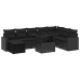 Set de sofás de jardín 8 piezas y cojines ratán sintético negro