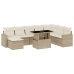 Set de sofás de jardín 9 pzas con cojines ratán sintético beige