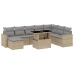 Set de sofás de jardín 9 pzas con cojines ratán sintético beige