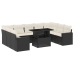 Set de sofás de jardín 10 pzas cojines ratán sintético negro