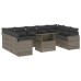 Set de sofás de jardín 10 pzas con cojines ratán sintético gris