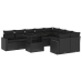 Set de sofás de jardín 10 pzas cojines ratán sintético negro