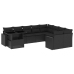 Set de sofás de jardín 10 pzas cojines ratán sintético negro