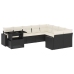 Set de sofás de jardín 10 pzas cojines ratán sintético negro