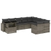 Set de sofás de jardín 10 pzas con cojines ratán sintético gris