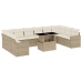 Set de sofás de jardín 11pzas con cojines ratán sintético beige