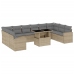 Set de sofás de jardín 11pzas con cojines ratán sintético beige