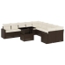 Set de sofás de jardín 11 pzas cojines ratán sintético marrón