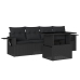 Set de muebles de jardín 5 pzas y cojines ratán sintético negro