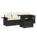 Set de muebles de jardín 5 pzas y cojines ratán sintético negro