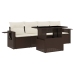 Set comedor de jardín 5 piezas y cojines ratán sintético marrón