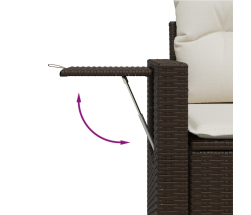 Set comedor de jardín 5 piezas y cojines ratán sintético marrón