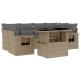 Set sofás de jardín 7 piezas y cojines ratán sintético beige