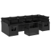 Set de sofás de jardín 8 piezas y cojines ratán sintético negro
