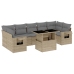 Set de sofás de jardín y cojines 8 piezas ratán sintético beige