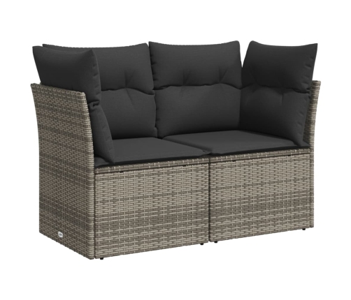 Set de muebles de jardín 9 pzas y cojines ratán sintético gris