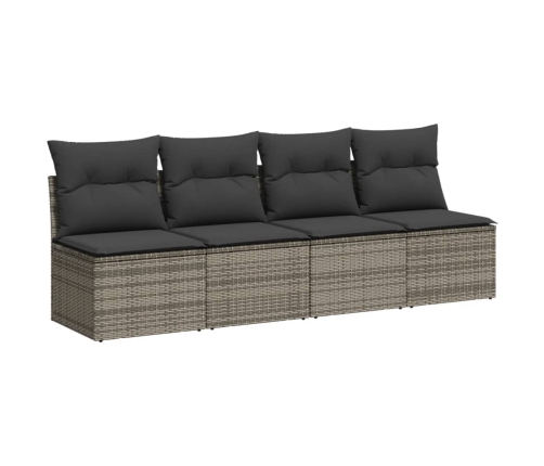 Set de muebles de jardín 9 pzas y cojines ratán sintético gris
