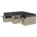 Set muebles jardín 9 pzas y cojines ratán sintético gris claro
