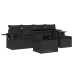 Set de sofás de jardín 6 piezas y cojines ratán sintético negro