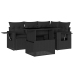 Set de muebles de jardín 5 pzas y cojines ratán sintético negro