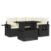 Set de muebles de jardín 5 pzas y cojines ratán sintético negro