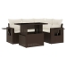 Set comedor de jardín 5 piezas y cojines ratán sintético marrón