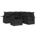 Set de sofás de jardín 6 piezas y cojines ratán sintético negro