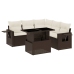 Set sofás de jardín 6 piezas y cojines ratán sintético marrón