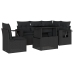 Set de sofás de jardín 6 piezas y cojines ratán sintético negro