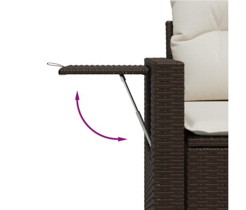 Set sofás de jardín 6 piezas y cojines ratán sintético marrón