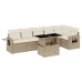 Set sofás de jardín 7 piezas y cojines ratán sintético beige