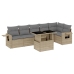 Set sofás de jardín 7 piezas y cojines ratán sintético beige