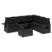 Set de sofás de jardín 7 pzas con cojines ratán sintético negro